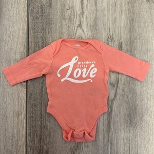 Coral Pink Long Sleeve Baby Onesie Grandma’s Little Love